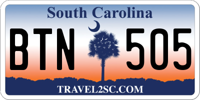 SC license plate BTN505