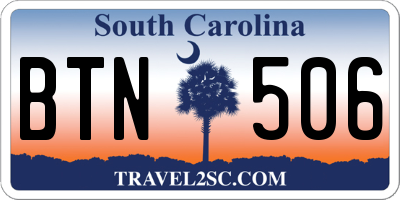 SC license plate BTN506