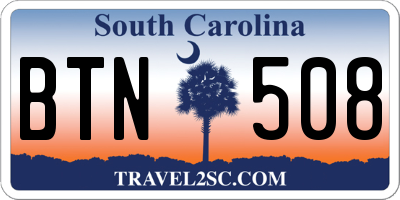 SC license plate BTN508