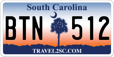 SC license plate BTN512
