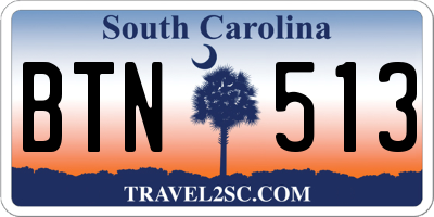 SC license plate BTN513