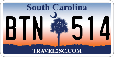 SC license plate BTN514