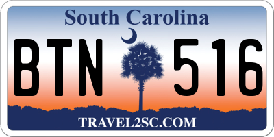 SC license plate BTN516