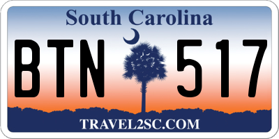 SC license plate BTN517
