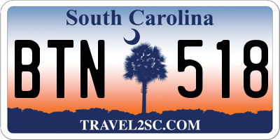 SC license plate BTN518