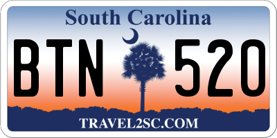 SC license plate BTN520