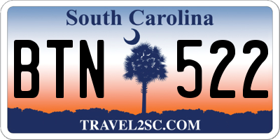 SC license plate BTN522