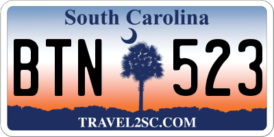 SC license plate BTN523