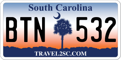 SC license plate BTN532