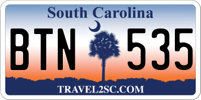 SC license plate BTN535