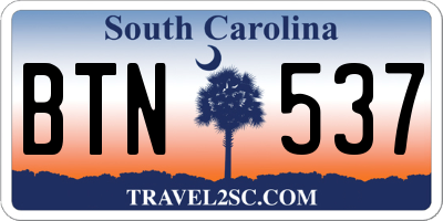SC license plate BTN537
