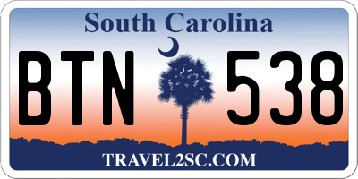 SC license plate BTN538