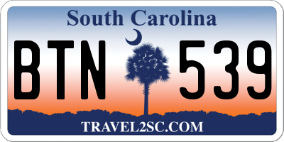 SC license plate BTN539