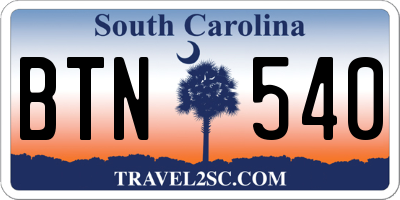 SC license plate BTN540