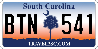 SC license plate BTN541