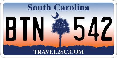 SC license plate BTN542