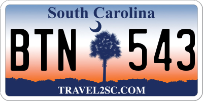 SC license plate BTN543