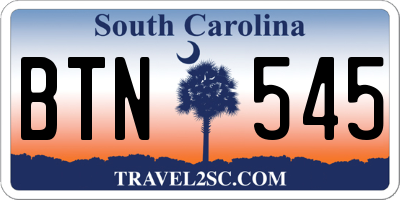 SC license plate BTN545