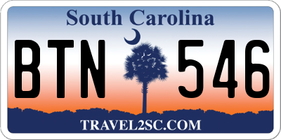 SC license plate BTN546