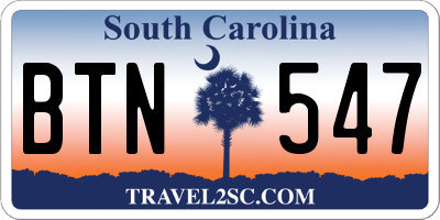 SC license plate BTN547