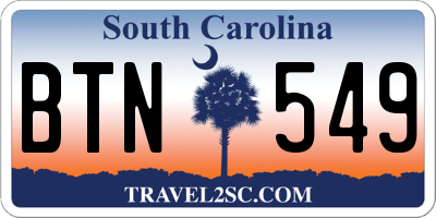 SC license plate BTN549