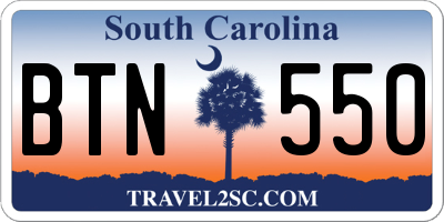 SC license plate BTN550