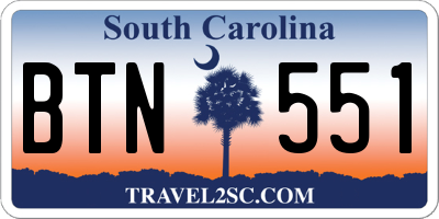 SC license plate BTN551