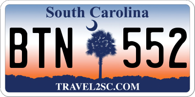 SC license plate BTN552