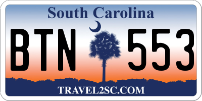 SC license plate BTN553