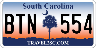 SC license plate BTN554