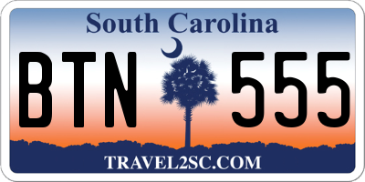 SC license plate BTN555