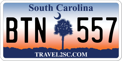 SC license plate BTN557
