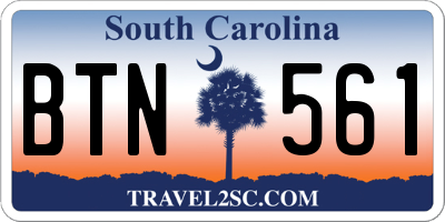 SC license plate BTN561