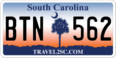 SC license plate BTN562
