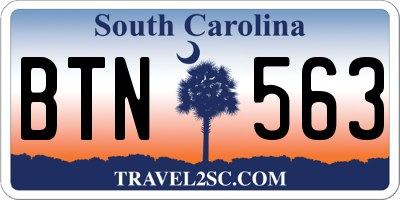 SC license plate BTN563