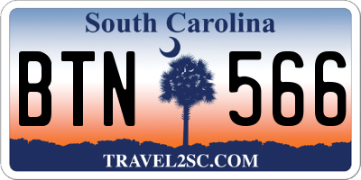 SC license plate BTN566