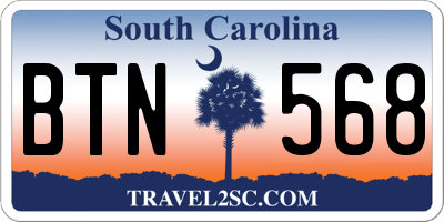 SC license plate BTN568