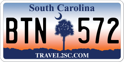 SC license plate BTN572