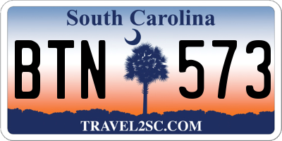 SC license plate BTN573