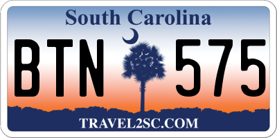 SC license plate BTN575