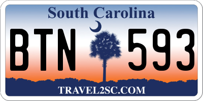 SC license plate BTN593