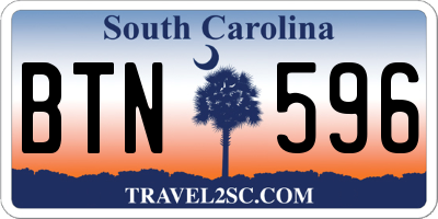 SC license plate BTN596