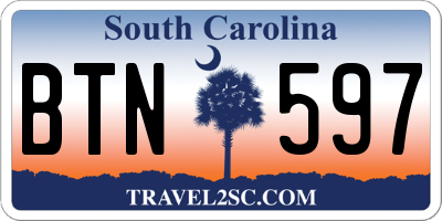 SC license plate BTN597