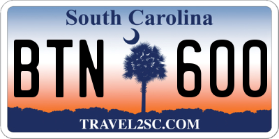 SC license plate BTN600