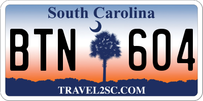 SC license plate BTN604