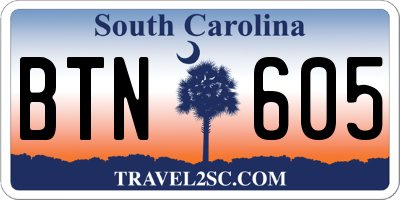 SC license plate BTN605
