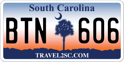 SC license plate BTN606