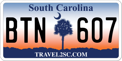 SC license plate BTN607