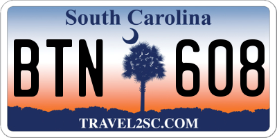 SC license plate BTN608