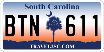 SC license plate BTN611